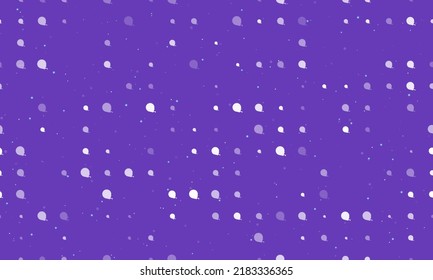 Seamless background pattern of evenly spaced white tape measure symbols of different sizes and opacity. Vector illustration on deep purple background with stars