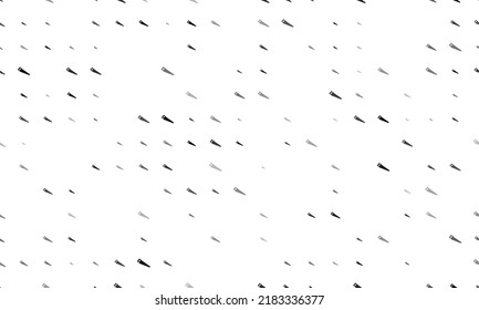 Seamless background pattern of evenly spaced black hand saw symbols of different sizes and opacity. Vector illustration on white background