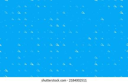 Seamless background pattern of evenly spaced white pliers symbols of different sizes and opacity. Vector illustration on light blue background with stars