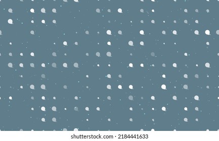 Seamless background pattern of evenly spaced white tape measure symbols of different sizes and opacity. Vector illustration on blue grey background with stars