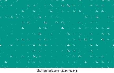 Seamless background pattern of evenly spaced white pliers symbols of different sizes and opacity. Vector illustration on teal background with stars
