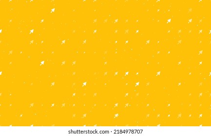 Seamless background pattern of evenly spaced white trowel symbols of different sizes and opacity. Vector illustration on amber background with stars