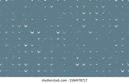 Seamless background pattern of evenly spaced white necklace symbols of different sizes and opacity. Vector illustration on blue grey background with stars