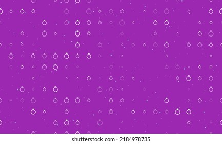 Seamless Background Pattern Of Evenly Spaced White Diamond Ring Symbols Of Different Sizes And Opacity. Vector Illustration On Purple Background With Stars