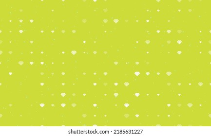 Seamless background pattern of evenly spaced white diamond symbols of different sizes and opacity. Vector illustration on lime background with stars