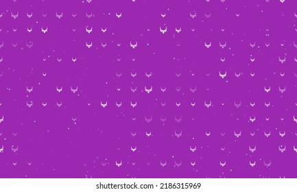 Seamless background pattern of evenly spaced white necklace symbols of different sizes and opacity. Vector illustration on purple background with stars