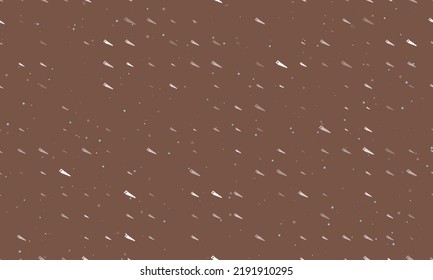 Seamless background pattern of evenly spaced white hand saw symbols of different sizes and opacity. Vector illustration on brown background with stars
