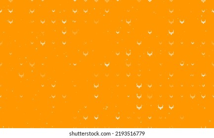 Seamless background pattern of evenly spaced white necklace symbols of different sizes and opacity. Vector illustration on orange background with stars