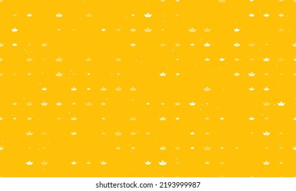 Seamless background pattern of evenly spaced white paper boat symbols of different sizes and opacity. Vector illustration on amber background with stars
