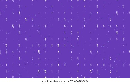 Seamless background pattern of evenly spaced white carnivorous plant symbols of different sizes and opacity. Vector illustration on deep purple background with stars