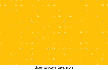 Seamless background pattern of evenly spaced white pliers symbols of different sizes and opacity. Vector illustration on amber background with stars