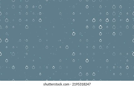 Seamless background pattern of evenly spaced white diamond ring symbols of different sizes and opacity. Vector illustration on blue grey background with stars