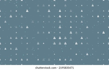 Seamless background pattern of evenly spaced white set of giftss of different sizes and opacity. Vector illustration on blue grey background with stars