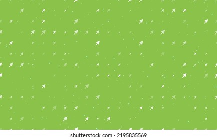 Seamless background pattern of evenly spaced white trowel symbols of different sizes and opacity. Vector illustration on light green background with stars