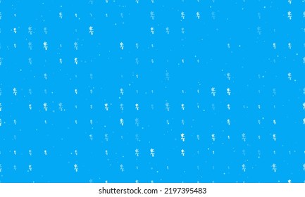 Seamless background pattern of evenly spaced white carnivorous plant symbols of different sizes and opacity. Vector illustration on light blue background with stars