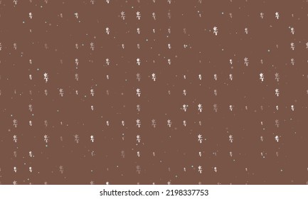 Seamless background pattern of evenly spaced white carnivorous plant symbols of different sizes and opacity. Vector illustration on brown background with stars
