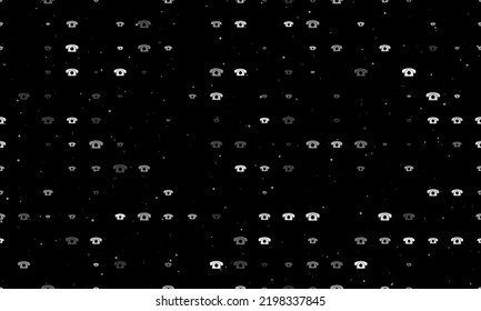 Seamless background pattern of evenly spaced white vintage telephone symbols of different sizes and opacity. Vector illustration on black background with stars