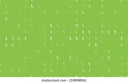 Seamless background pattern of evenly spaced white carnivorous plant symbols of different sizes and opacity. Vector illustration on light green background with stars