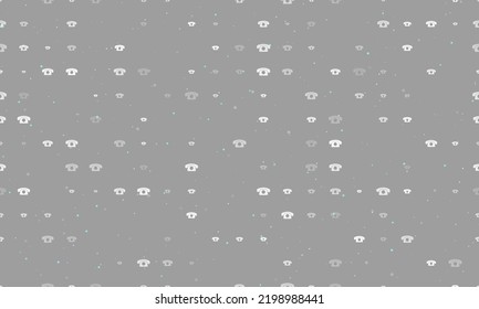 Seamless background pattern of evenly spaced white vintage telephone symbols of different sizes and opacity. Vector illustration on grey background with stars