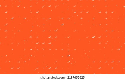 Seamless background pattern of evenly spaced white caterpillar symbols of different sizes and opacity. Vector illustration on deep orange background with stars