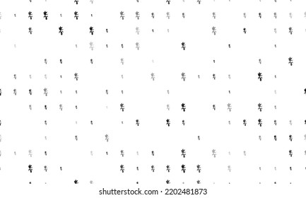 Nahtlose Hintergrundmuster mit gleichmäßig verteilten schwarzen, fressenden Pflanzensymbolen unterschiedlicher Größe und Deckkraft. Vektorgrafik auf weißem Hintergrund