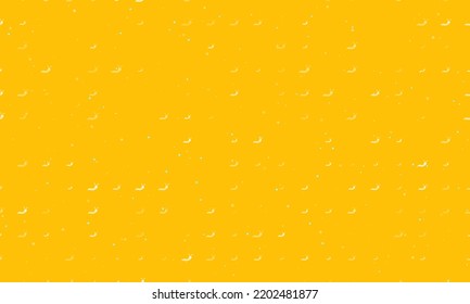 Seamless background pattern of evenly spaced white caterpillar symbols of different sizes and opacity. Vector illustration on amber background with stars