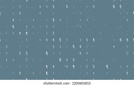 Seamless background pattern of evenly spaced white carnivorous plant symbols of different sizes and opacity. Vector illustration on blue gray background with stars