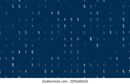 Seamless background pattern of evenly spaced white carnivorous plant symbols of different sizes and opacity. Vector illustration on dark blue background with stars