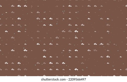 Seamless background pattern of evenly spaced white road roller symbols of different sizes and opacity. Vector illustration on brown background with stars