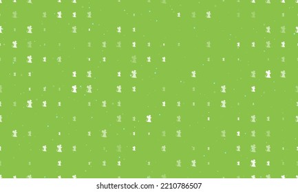 Seamless background pattern of evenly spaced white mouse symbols of different sizes and opacity. Vector illustration on light green background with stars