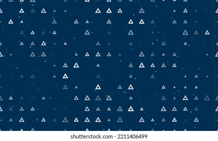 Seamless background pattern of evenly spaced white emergency stop signs of different sizes and opacity. Vector illustration on dark blue background with stars