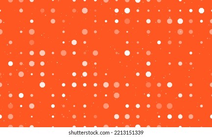 Seamless background pattern of evenly spaced white octagon symbols of different sizes and opacity. Vector illustration on deep orange background with stars