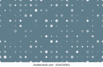 Seamless background pattern of evenly spaced white stop road signs of different sizes and opacity. Vector illustration on blue gray background with stars