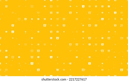 Seamless background pattern of evenly spaced white instant noodles symbols of different sizes and opacity. Vector illustration on amber background with stars