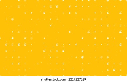 Seamless background pattern of evenly spaced white noodle symbols of different sizes and opacity. Vector illustration on amber background with stars