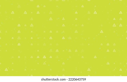 Seamless background pattern of evenly spaced white roundabout signs of different sizes and opacity. Vector illustration on lime background with stars