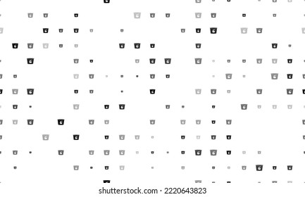 Seamless background pattern of evenly spaced black instant noodles symbols of different sizes and opacity. Vector illustration on white background