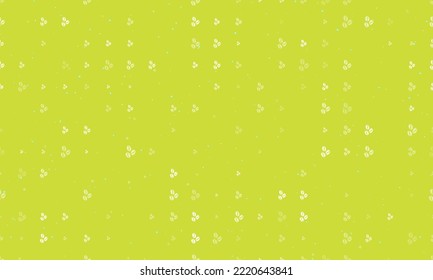 Seamless background pattern of evenly spaced white coffee beans symbols of different sizes and opacity. Vector illustration on lime background with stars