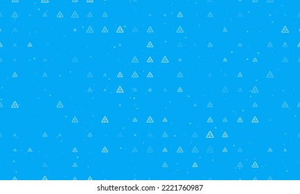 Seamless background pattern of evenly spaced white roundabout signs of different sizes and opacity. Vector illustration on light blue background with stars