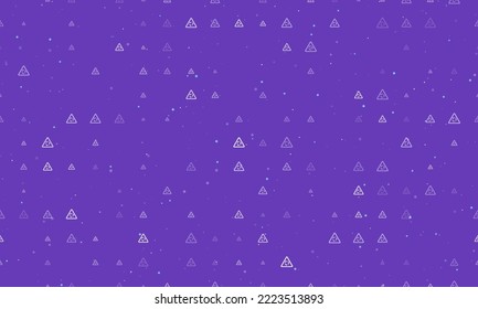 Seamless background pattern of evenly spaced white roundabout signs of different sizes and opacity. Vector illustration on deep purple background with stars