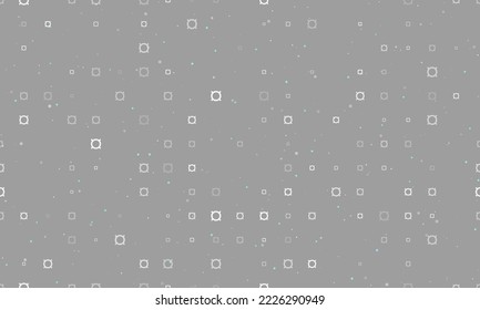 Seamless background pattern of evenly spaced white currency signs of different sizes and opacity. Vector illustration on gray background with stars