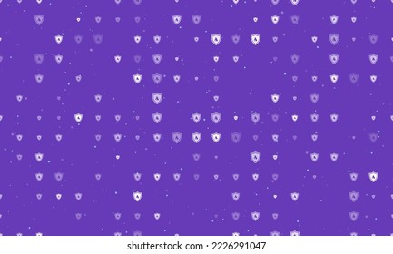 Seamless background pattern of evenly spaced white fire protection symbols of different sizes and opacity. Vector illustration on deep purple background with stars