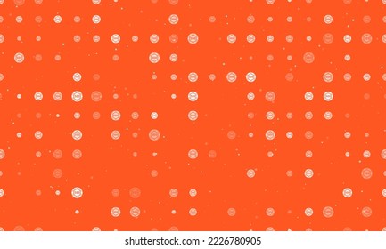 Seamless background pattern of evenly spaced white poker chip symbols of different sizes and opacity. Vector illustration on deep orange background with stars