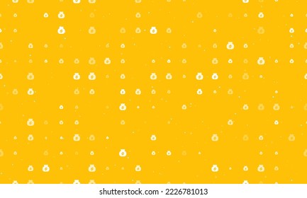 Patrón de fondo sin foco de símbolos de café instantáneo blanco de diferente tamaño y opacidad. Ilustración del vector sobre fondo ámbar con estrellas