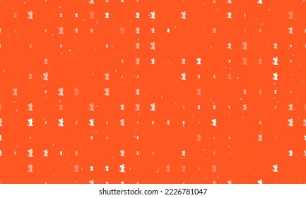 Seamless background pattern of evenly spaced white mouse symbols of different sizes and opacity. Vector illustration on deep orange background with stars