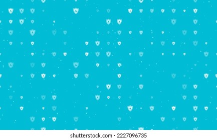 Seamless background pattern of evenly spaced white fire protection symbols of different sizes and opacity. Vector illustration on cyan background with stars
