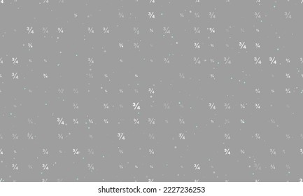 Seamless background pattern of evenly spaced white three quarters symbols of different sizes and opacity. Vector illustration on gray background with stars