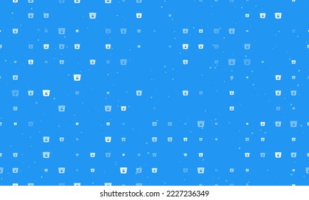 Seamless background pattern of evenly spaced white instant noodles symbols of different sizes and opacity. Vector illustration on blue background with stars