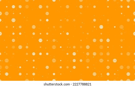 Seamless background pattern of evenly spaced white poker chip symbols of different sizes and opacity. Vector illustration on orange background with stars