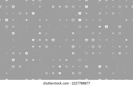 Seamless background pattern of evenly spaced white instant noodles symbols of different sizes and opacity. Vector illustration on gray background with stars